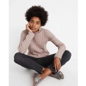 Madewell Donegal Evercrest Turtleneck Sweater in Pink Size Medium Wool B…